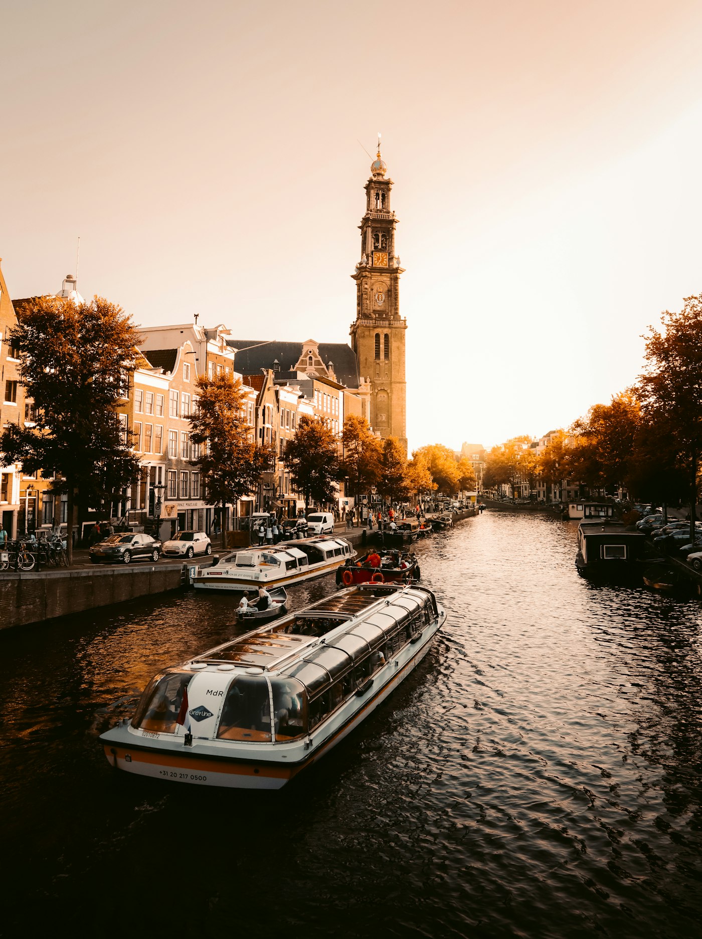 Amsterdam canal at dusk